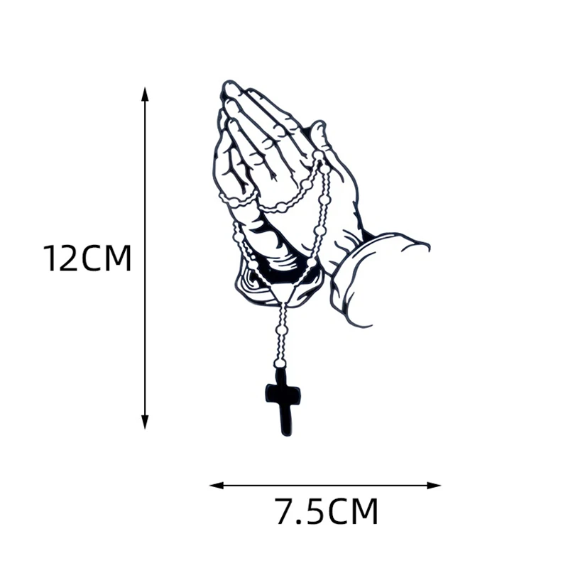 يد صلاة للسيارة مع ملصق مسبحة ، ملصق فينيل ديني ، ديكور تلقائي مقاوم للماء