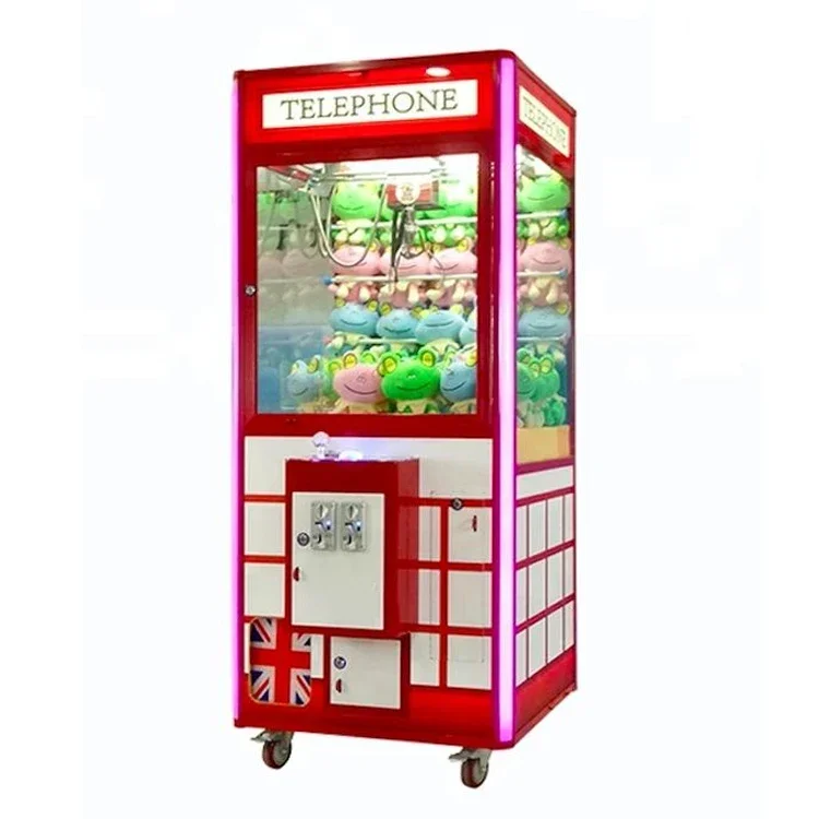 

British Style Toy Claw Machine Telephone Booth Coin Operated Arcade Crane Catch Doll Gift Game Grabber Machine