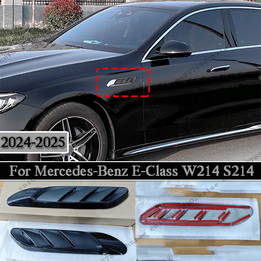 

1 пара для Mercedes-Benz E-Class W214 S214 2024+ E260 E300 AMG, переднее крыло автомобиля, боковое вентиляционное отверстие, отделка ABS, глянцевый черный