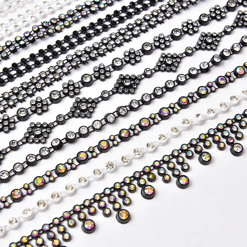 5 Meter Plastic Rhinestone Banding Glitter Crystal Ab String Trim Garment Accessories Chain For Needlework Bags Bags Decoration