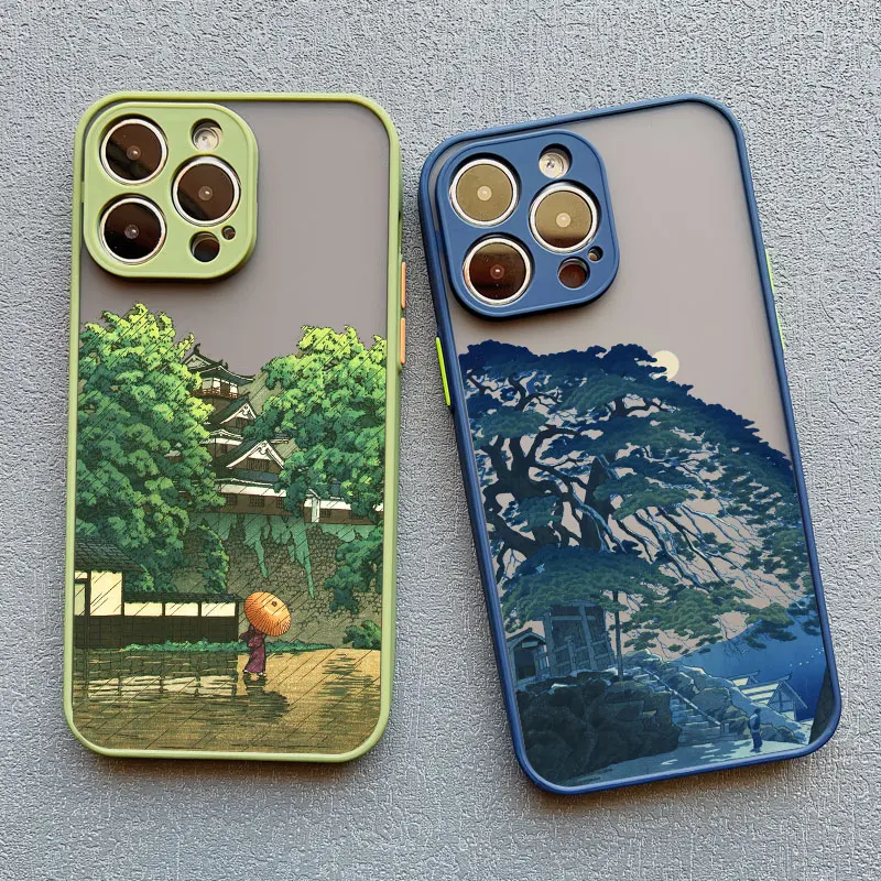 Landscape phone case For iPhone 17 16 15 14 11 12 13 Pro Max Mini 16 Plus XS X XR Japan Series Aestheticism Scenery Back Cover