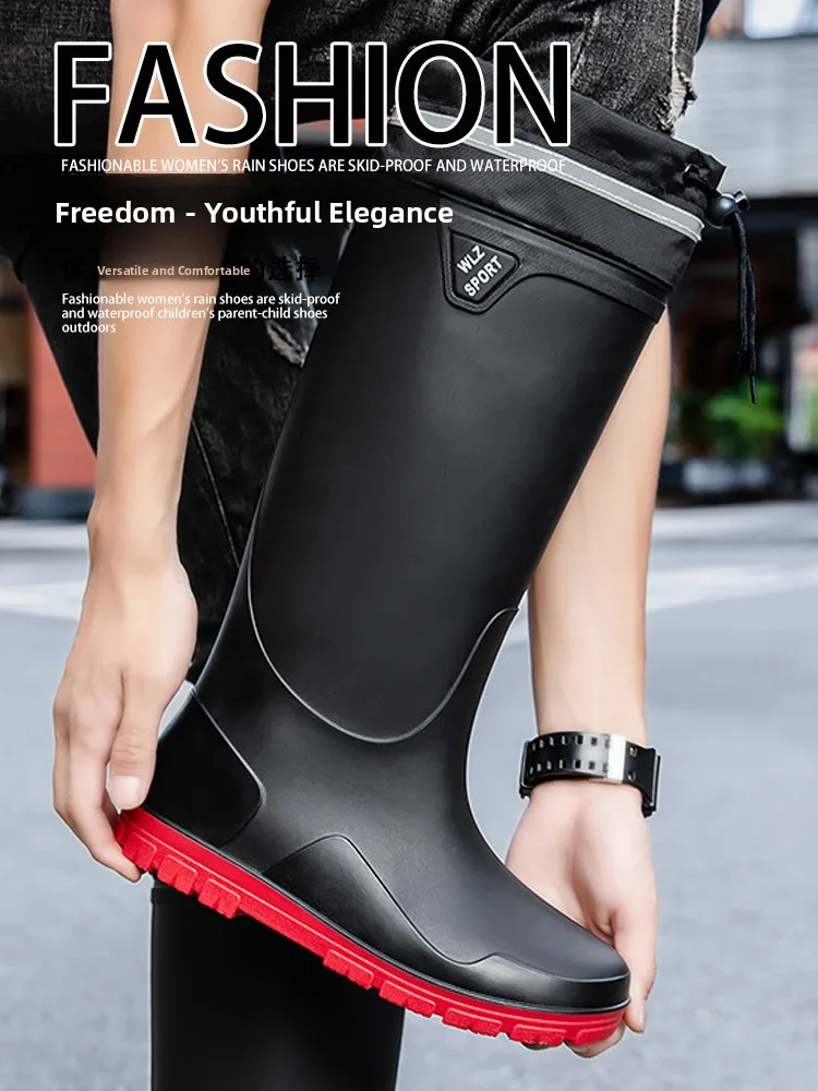 German Style Waterproof Rain Boots Men's Anti-Slip High Tube Long Camping Fishing Snake Bite Proof Thickened Rubber Shoes
