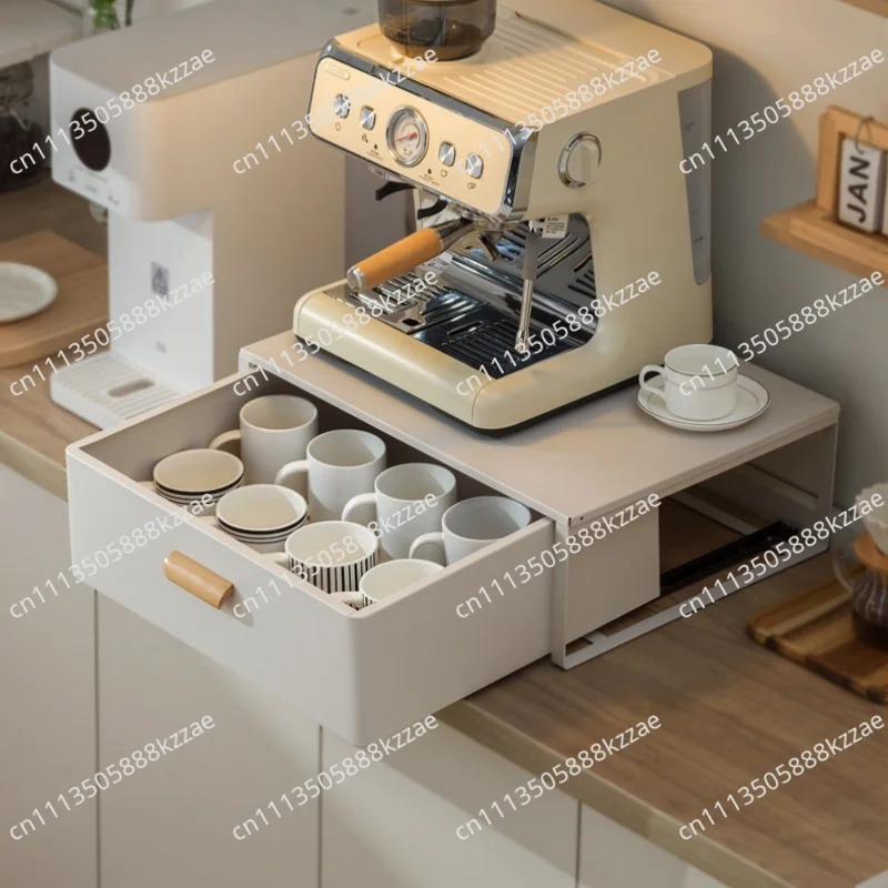 Household Tea Set Storage Organizer Box Table Dust Cup Storage Rack Capsule Drawer Storage Stand Coffee Machine Metal Base Stand