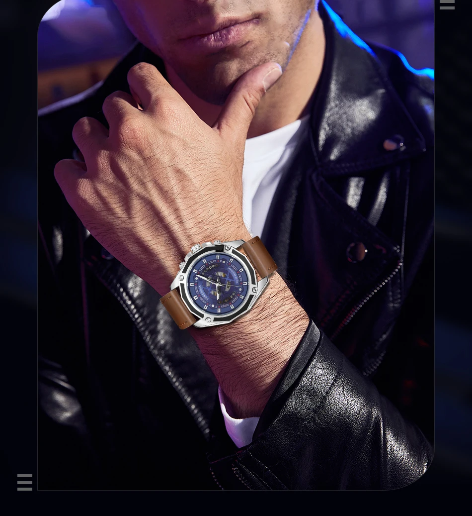 FORSINING 2026 New High-end Watch For Man Waterproof Hollow Automatic Mechanical Watch Genuine Leather Business Male Wristwatch
