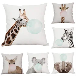 Giraffe Blow Bubbles Cushion Cover Home Decor Koala Animal PatternThrow Pillowcase Living Room Sofa Chair Seat Pillows Covers