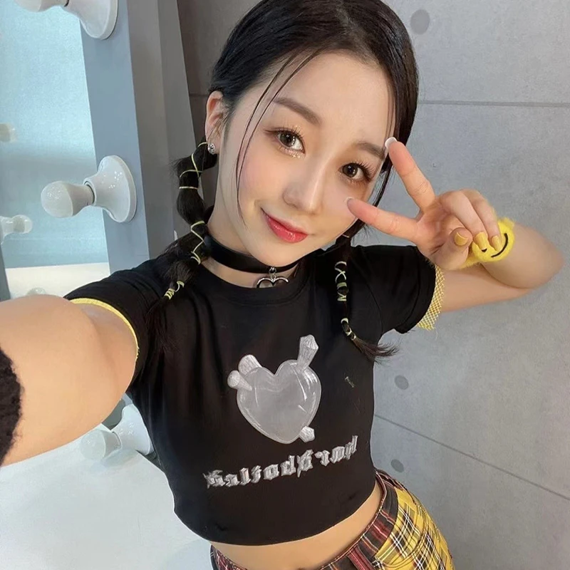 

Summer Tee women's t-shirt Y2K Harajuku Gothic E-girl Punk Vintage Printed Kawaii fairy grunge short sleeve t-shirts crop top ​