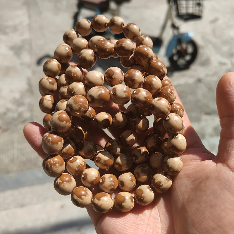 Panda-colored Fortune Rat Bodhi Seed Original Beads Purple Gold Rat Bodhi Buddhist Bead Bracelet Handheld Rosary for Men and Wom