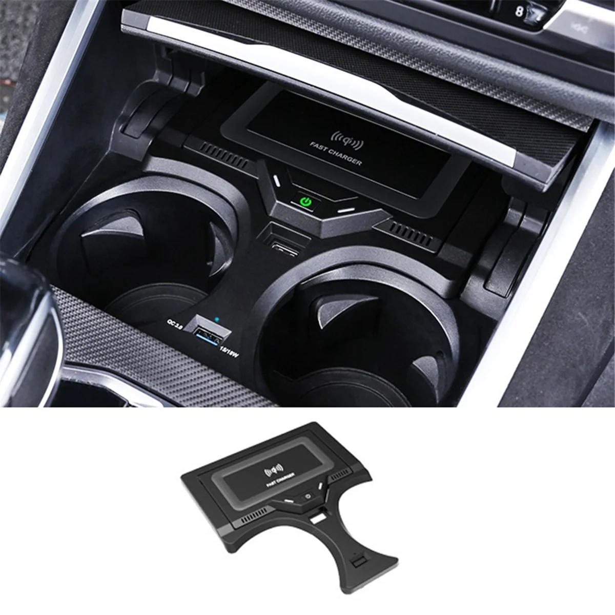 

A82T-Car QI Wireless Charger 15W Fast Charger Phone Charger Charging Pad Phone Holder for BMW 3 4 Series G20 G21 G22