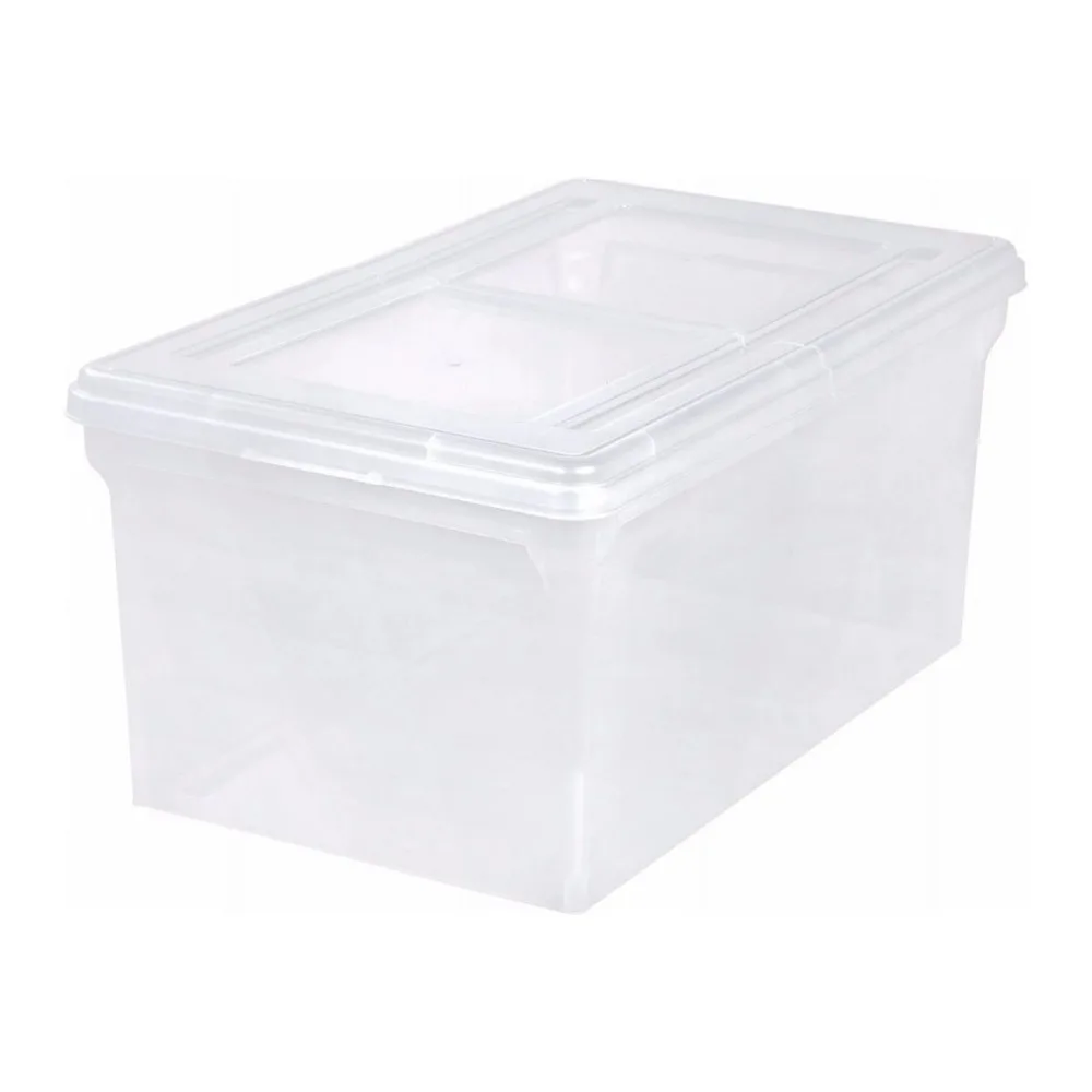 صندوق تخزين، لتعليق ملفات الحرف A مقاس (8.5 بوصة × 11 بوصة) - 11 جالون - شفاف #4