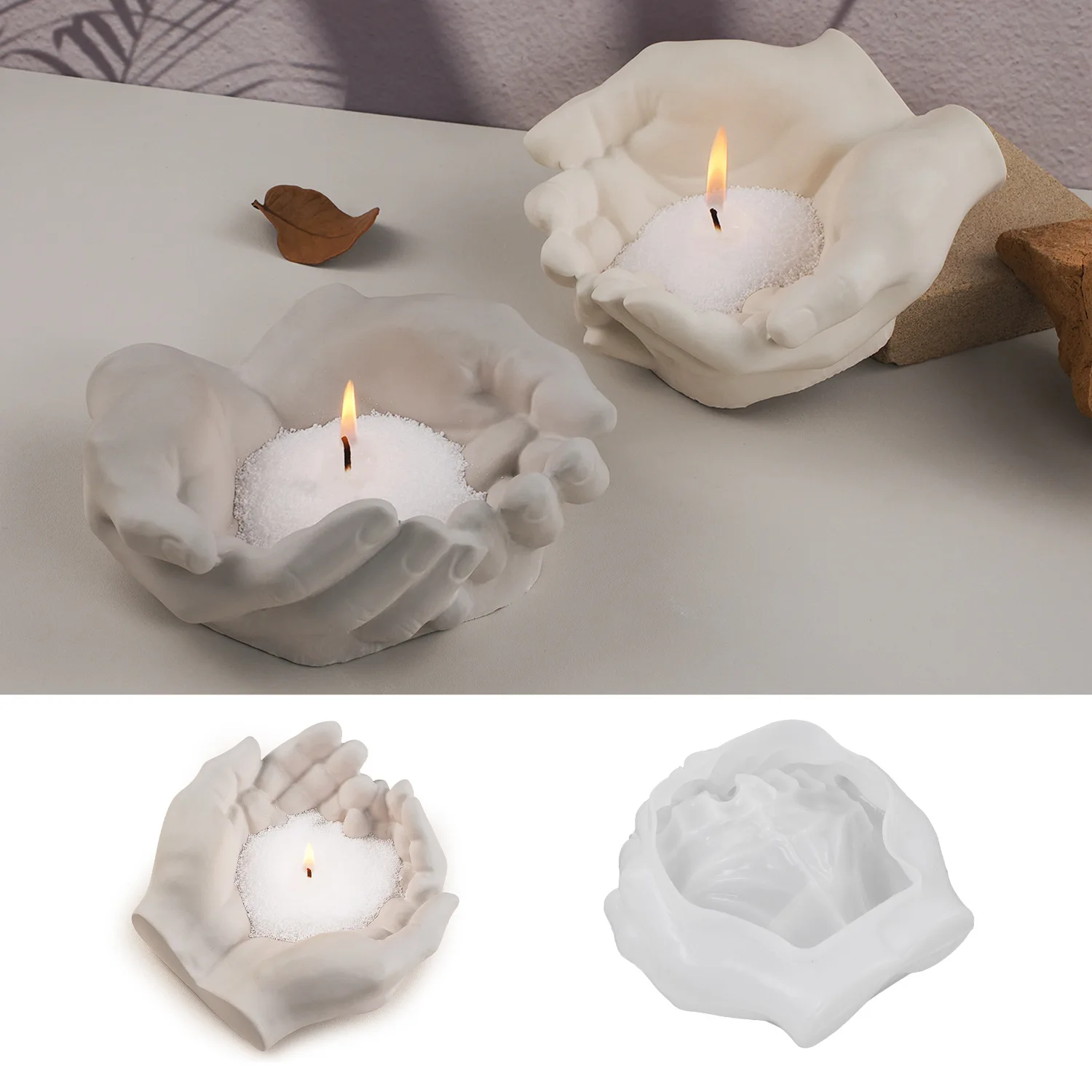Hand Cement Gypsum Candle Holder Silicone Mold Ashtray Tray Storage Candlestick Desktop Decoration Mirror Silicone Molds