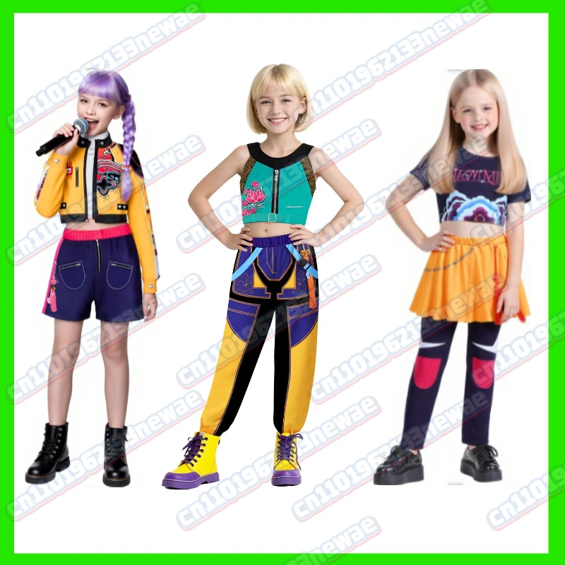 

2025 New Movie KPop Mira Rumi Zoey Demon Hunters 3D Printed Costume for Girls Halloween Stage RolePlay Dress kids cosplay