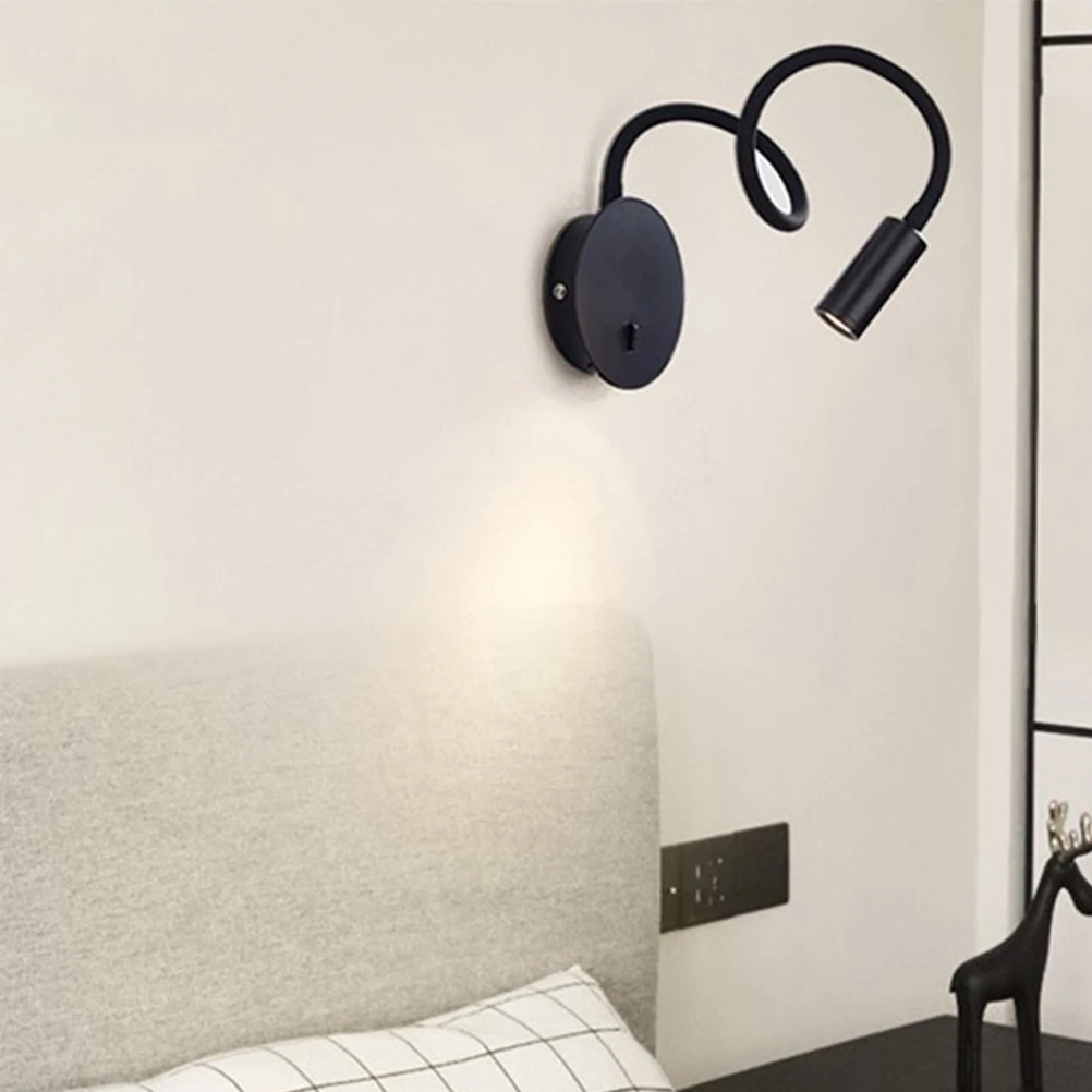 

Flexible Wall Reading Light 360 Degree Adjustable Bendable Hose Lamp Iron Material Bedside Desk Warm Lighting Study
