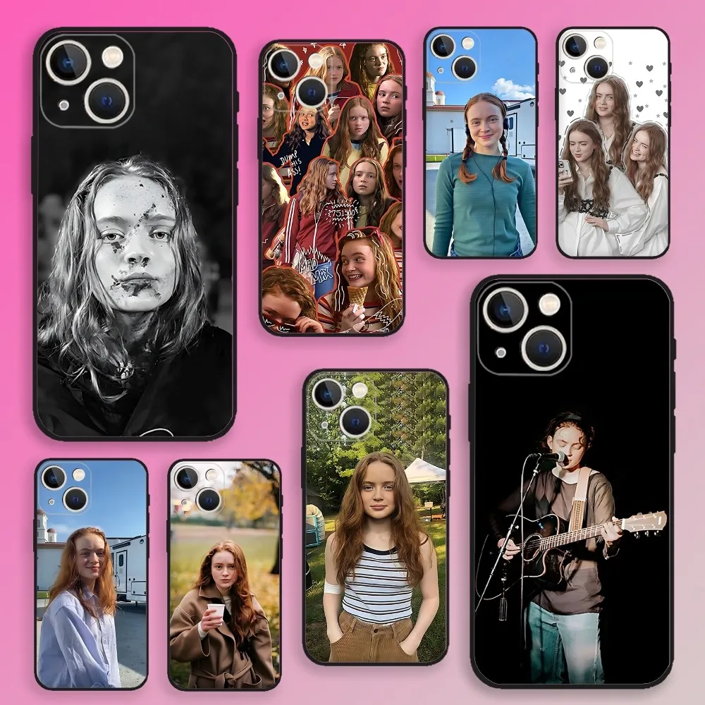 

Sadie Sink Actress Phone Case For iPhone 16,15,14,13,12,11,Plus,Pro Max,XS,X,E,SE,Mini Soft Silicone Black Cover