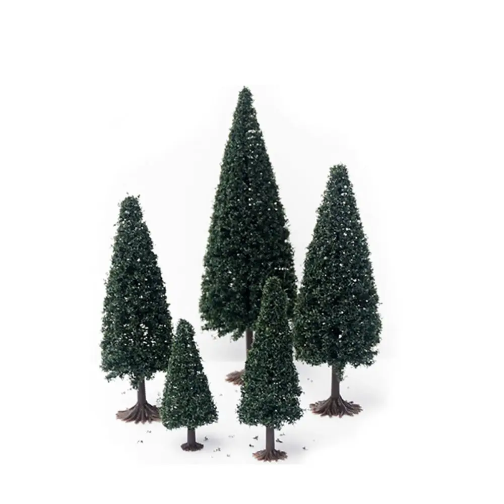 5pcs 5 Sizes Tower Shaped Trees Model Plastic Green Train Railway Railroad Scenery Landscape 5.5/6.5/8.5/10/11.5cm
