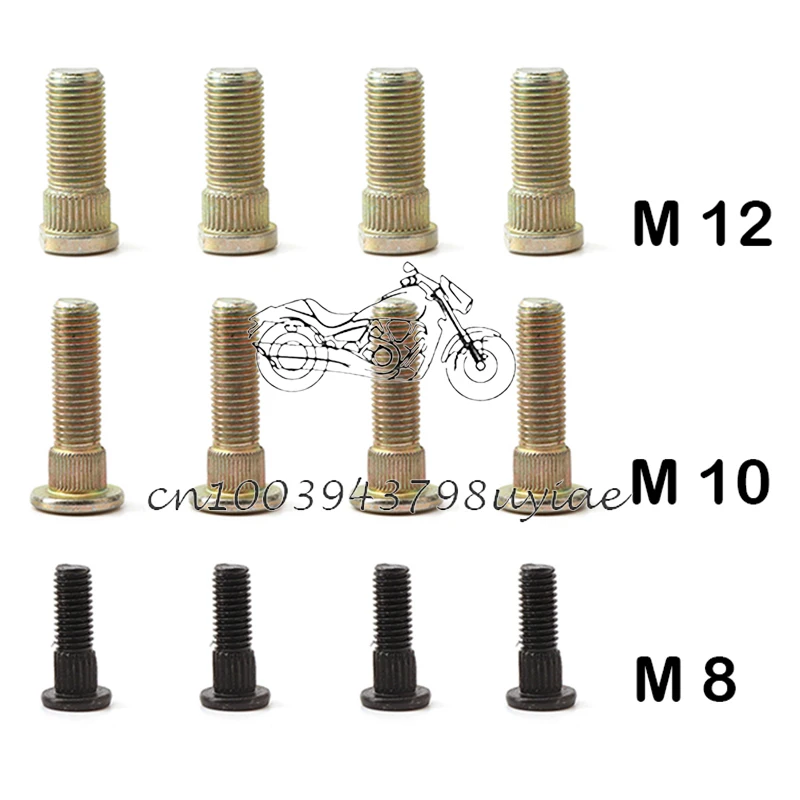 톱니 널링 리벳 크림프 리벳 스플라인 나사 휠 허브 스터드 10.9 스틸, ATV UTV 카트 쿼드 모토 바이크 부품, 플래튼 나사, 4 개