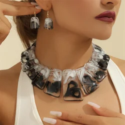 New Trendy Jewelry Set Colorful Resin Acrylic Splicing Women's Necklace Earrings Set Party AccessoriesJewelry Gifts