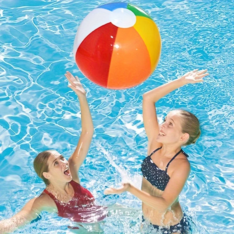 Beach Ball - 6-Color Rainbow Pool Water Party Decoration, Inflatable Pool Toy, Suitable For Summer Beach Water Games Beach Ball