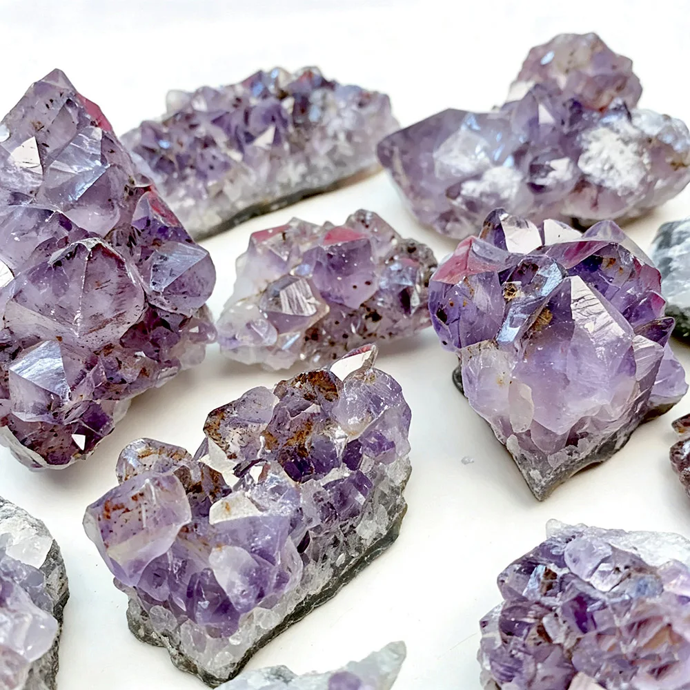 Natural Brazilian Amethyst Rutilated Quartz Crystal Cluster Mineral Specimen Home Decor Collection Gift