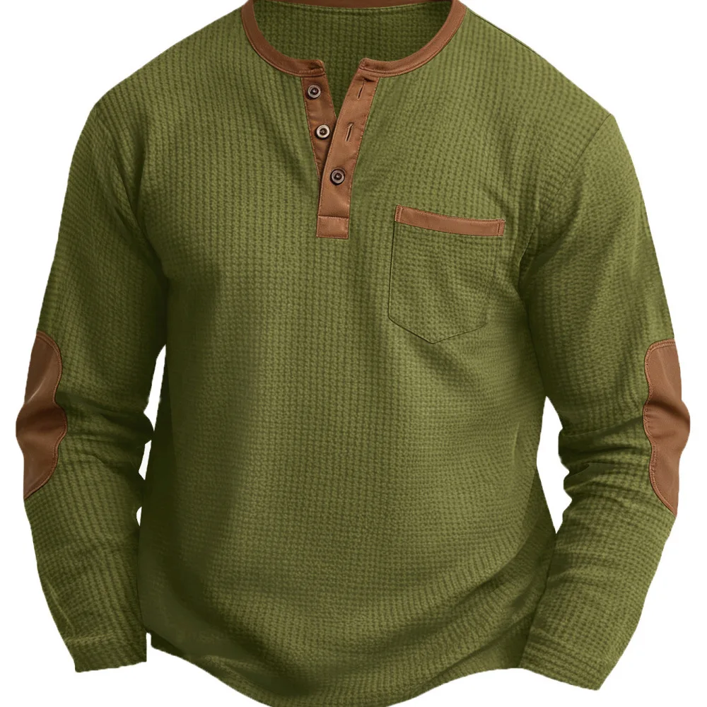 Mens Long Sleeve T Shirt Fake Two Piece Style V Neck Fashion Slim Fit Tops Casual Solid Color Breathable Comfortable Pullover