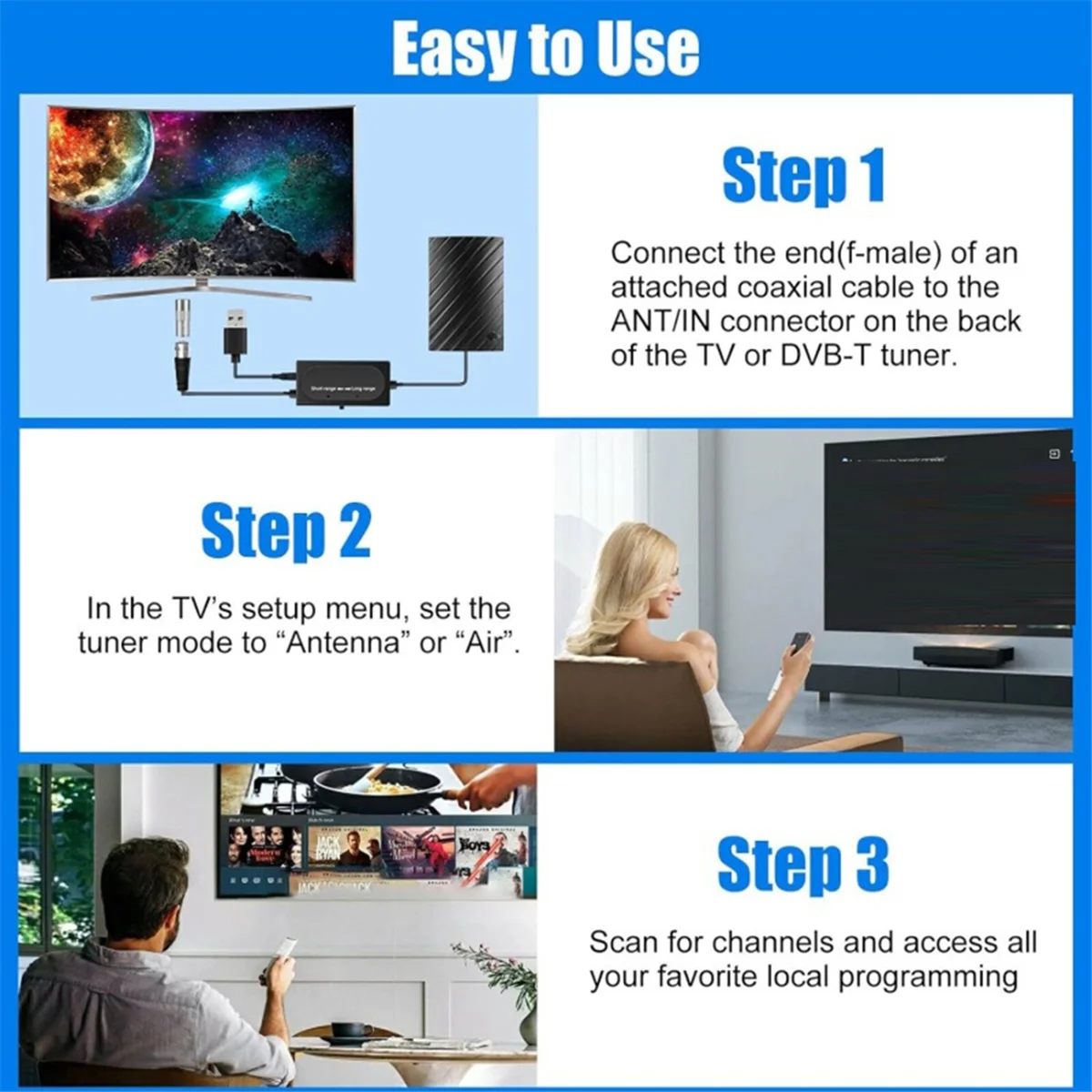 Alta Definição Antena De TV Digital, Amplificador De Sinal Interior Sem Conexão De Rede, HDTV, 25DBI, 4K
