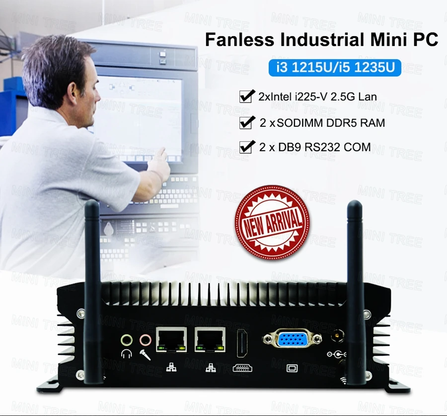 Бесвентиляторный промышленный компьютер Core i7-8665U i5-8350U i3-8145U 2 * RS232 COM 2 * Lan HD VGA Win10 Linux Встроенный блок-ПК 4G Настенный монтаж