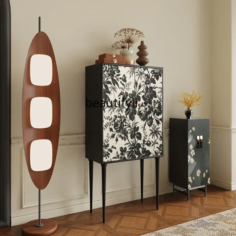 

ss K178SS25 Solid wood French retro dining side cabinet, living room storage multi-functional household wall high storage chest