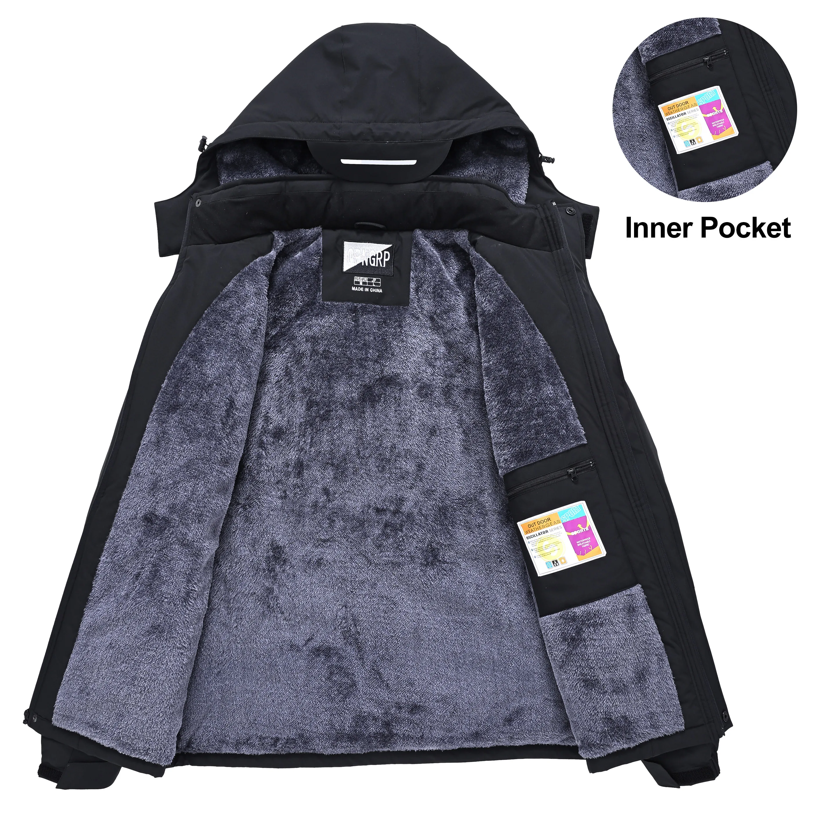 Winter Wasserdichte Winddichte Fleece-Gefütterte Jacken Herren Wanderjacken Outdoor Abnehmbare Kapuzenmäntel Ski Snowboard Oberbekleidung – Detail 13