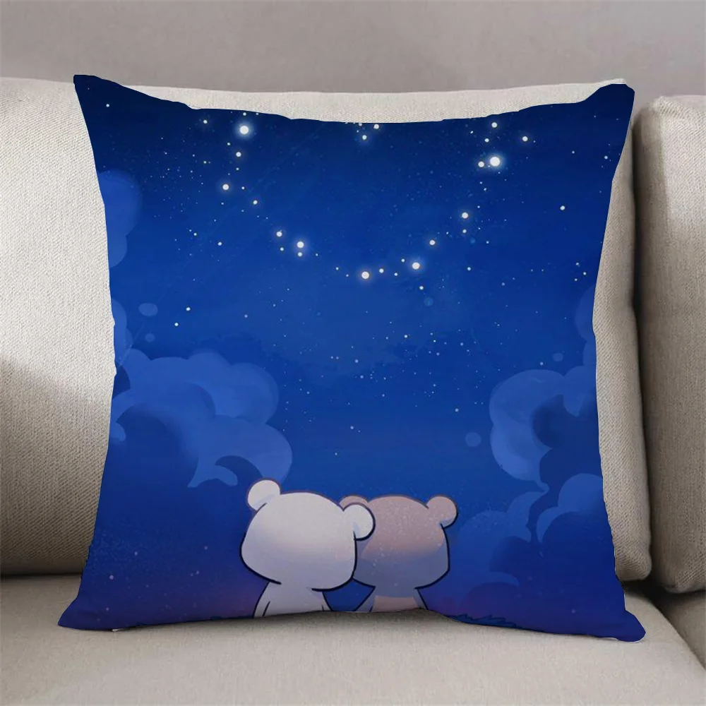 Short Plush Milk Mocha Bear Cushion Cover 45 × 45 Decorative Pillowcases Bed Cushions for Living Room Car Sofa Pillow Cover Home