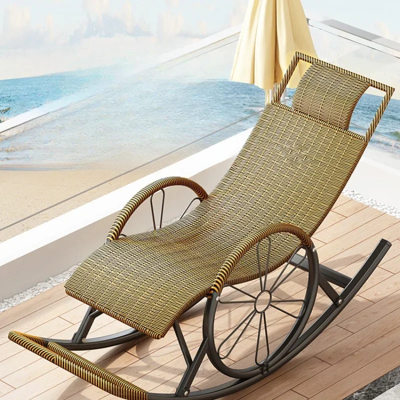 Sillón reclinable para balcón, tumbona para relajación en el hogar, dormitorio perezoso, mecedora, muebles plegables