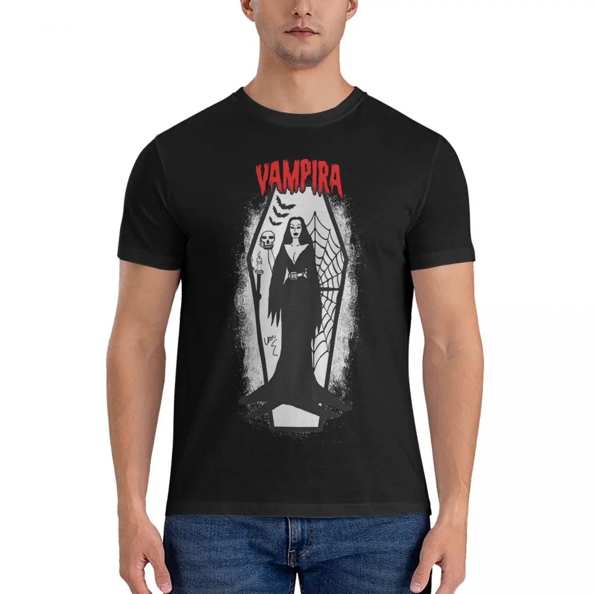 Awesome T-Shirts for Men Vampira Plan 9 Humorous 100% Cotton Tees Crew Neck Short Sleeve T Shirts Summer Clothing