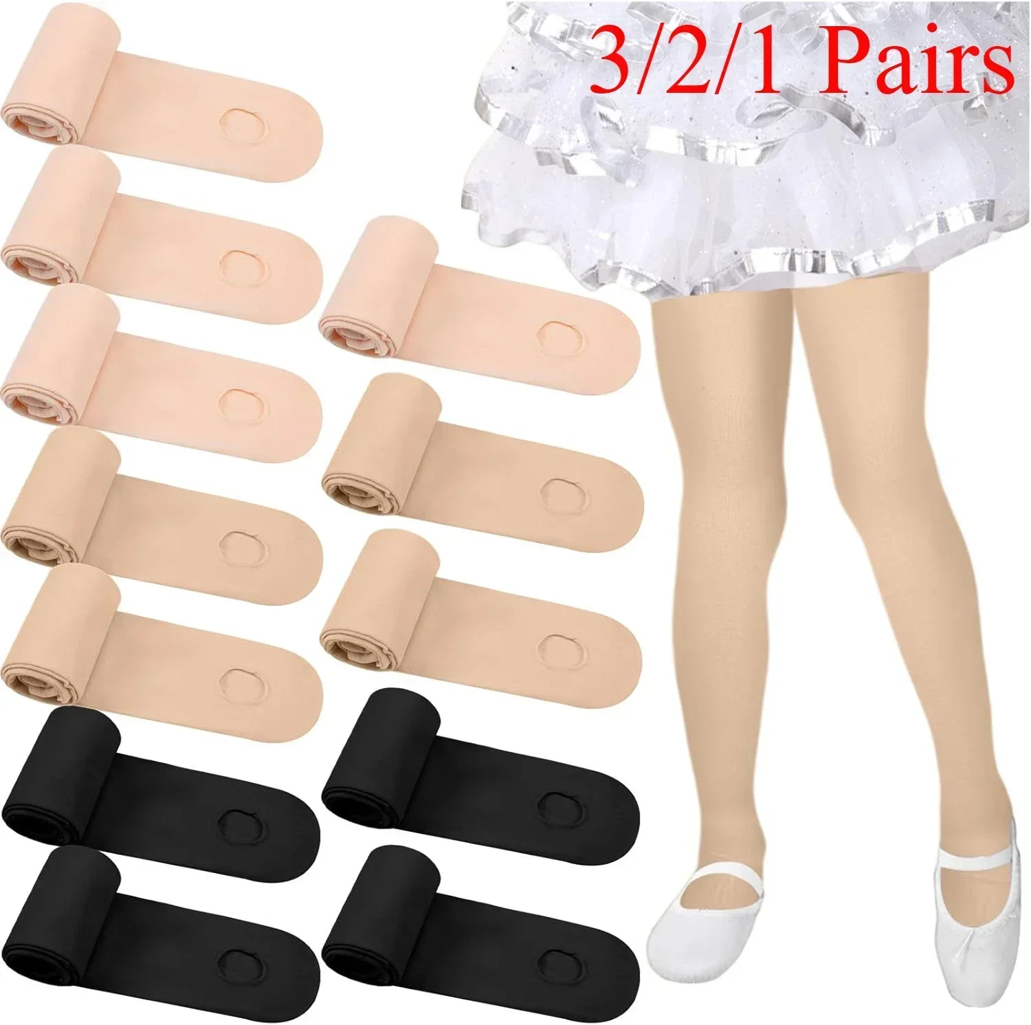 

3/2/1 Pairs Transition Ballet Tights for Girls Dance Yoga Tights Girls *Ballet Dance Tights Ballet Stockings for Girls