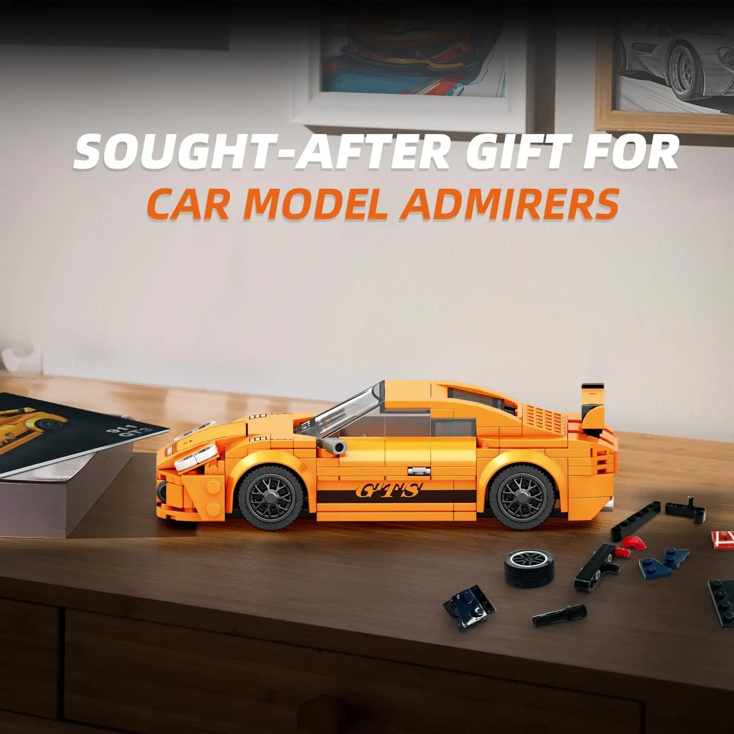 Autobouwpakket voor kinderen, schaal 1:24 sportwagenmodelsets voor volwassen jongens tieners geven of verzamelen, bouwstenen speelgoedauto