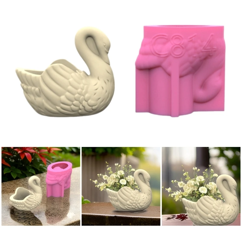 Elegant Cygnus Sturdy Silicone Mould Portable for Resin and Clay Creative Flower Pots Pen Holder Cast Craft Supplies