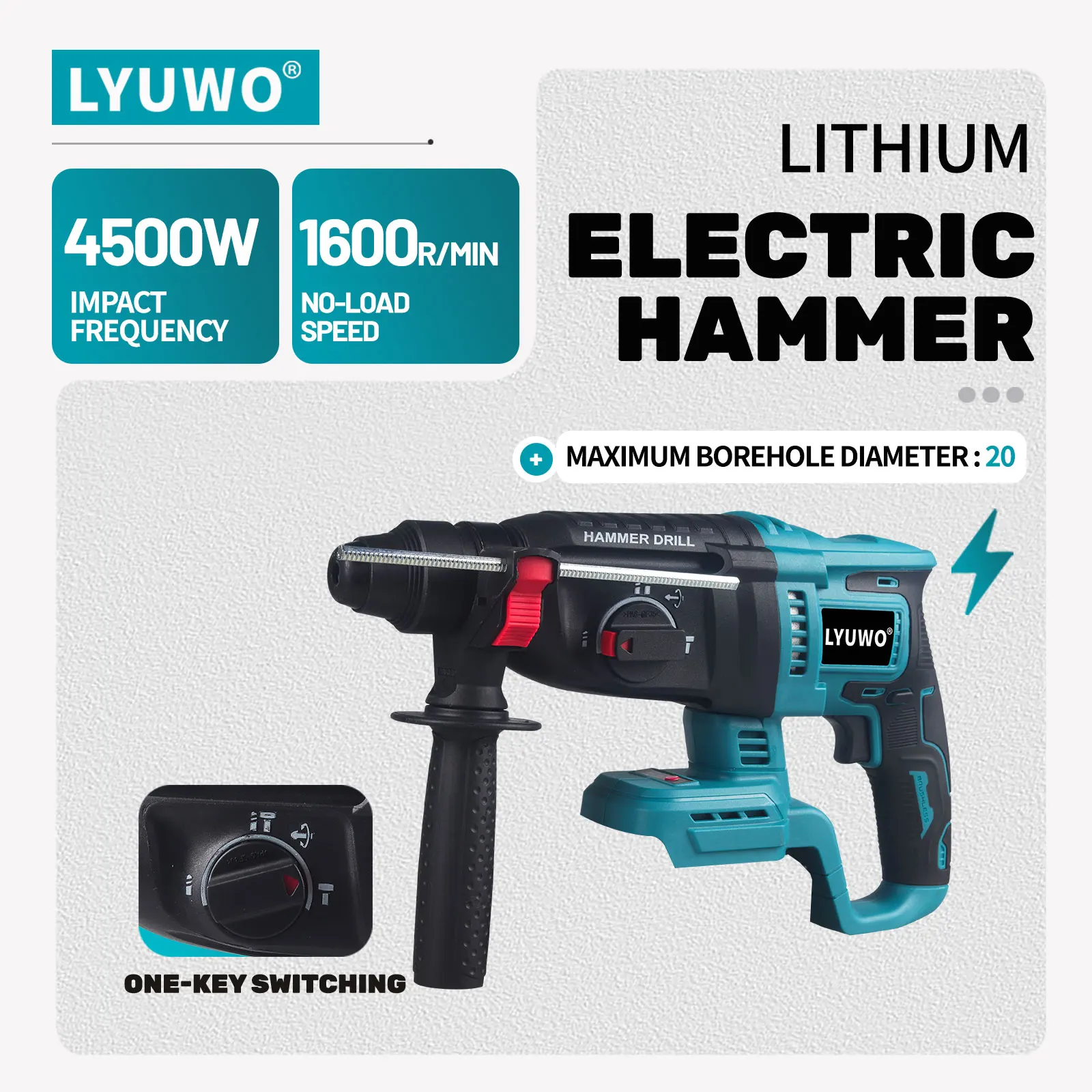 26mm brushless electric impact drill multifunctional rotary wireless power tool, compatible with 18/20V battery