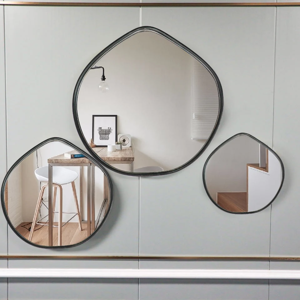 28X28cm 2Exceptional quality minimalist scallop shape mirrors gold irregular wall mirror for bedroom