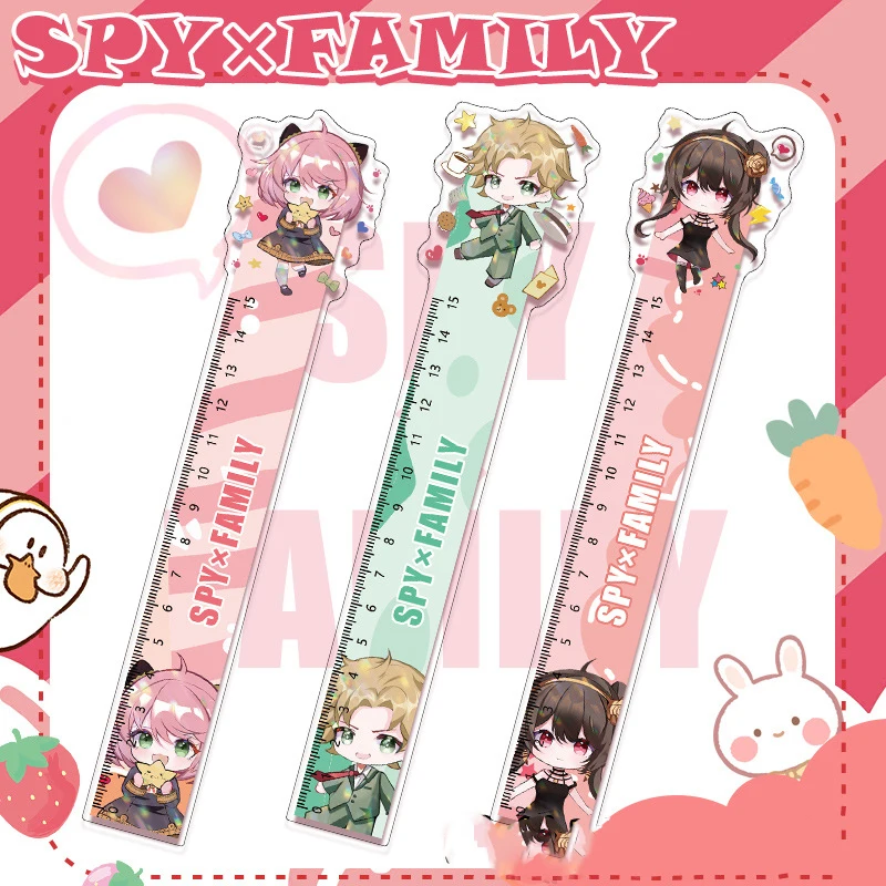 15cm Anime SPY×FAMILY Ruler Anime Anya Acrylic Ruler Cute SPY×FAMILY Study Stationery Cartoon Student School Supplies Gift