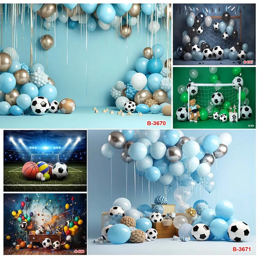 

Boy Birthday Backdrop for Newborn Kids Portrait Customize Football Soccer Field Sports Poster Baby Shower Backdrops Photo Studio