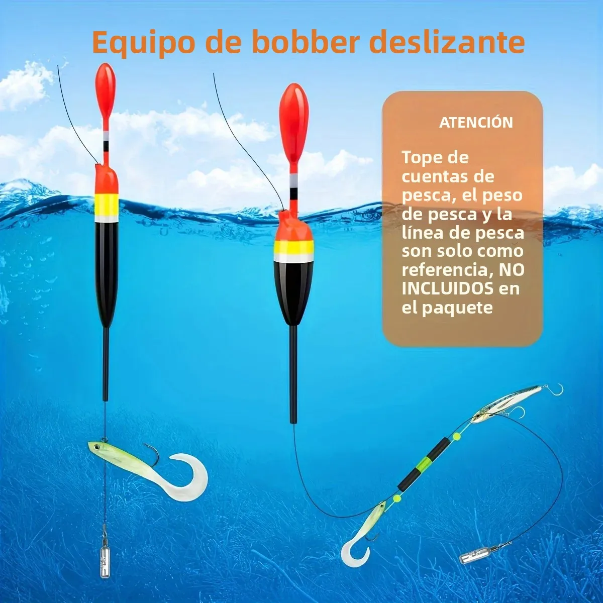 Flotadores deslizantes de balsa con topes y plomos – Mar y río