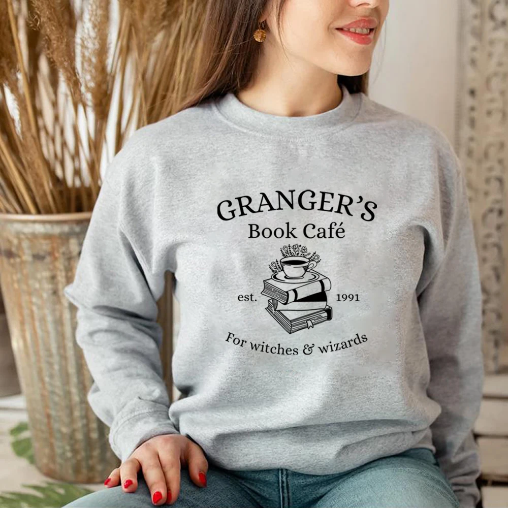 HP Granger Book Cafe Sweatshirt Magic Wizard Shirt Witch School Sweater Bookish Tee Fall Sweatshirts Birthday Gift for Lover