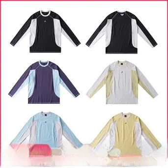 

Outdoor Heavyweight Mountain Series Long Sve round Ne T-irt Qui Dry UV Protection Color Blo ex Autumn New Spor...