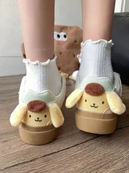 Sanrio damskie buty na platformie wiosna jesień studenckie wszechstronne buty na deskorolkę śliczne pompon Purin buty Lolita 2023 nowe trampki