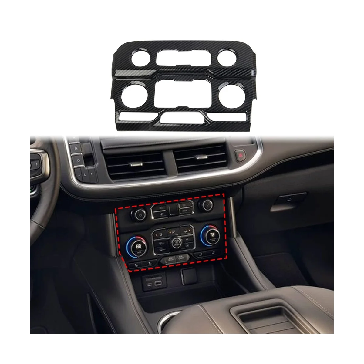 Center Console Air Conditioner Panel Cover Trim for Chevy Suburban 2020-2023 Tahoe GMC Yukon 2021-2023 ,ABS Carbon Fiber