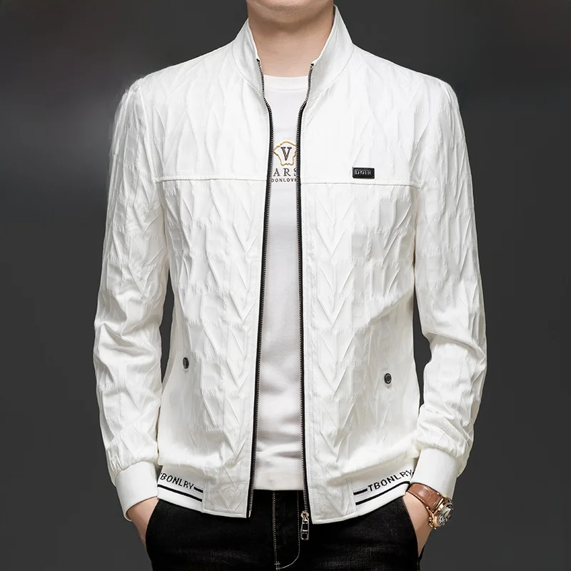 

Pierre Cardin Men's High-End Casual Jaet Faionable Baseball Collar Outerwear Spring Autumn Trendy Top Flower Embroidery