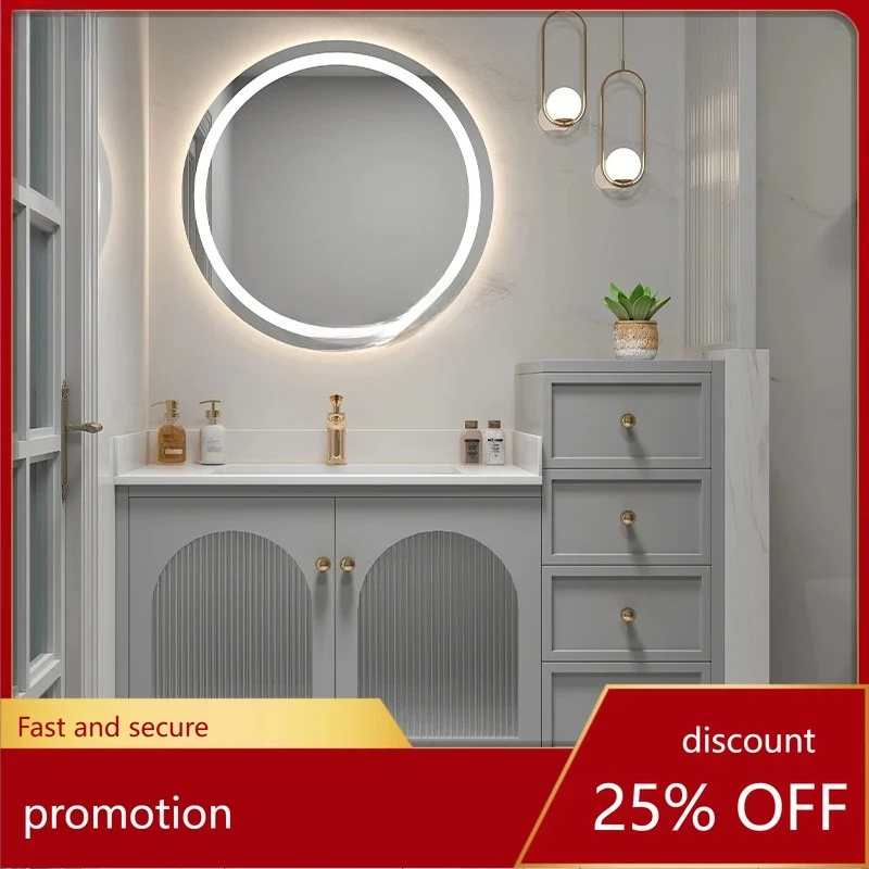 Rock Plate Bathroom Cabinet Combination Light Luxury Wall Hanging Washing and Washing Table Solid Wood Customized Modern