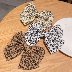 New Fashion Leopard Big Bow Fabric Hairpin Spring Clip Barrettes Women Girls Hairclip Trendy Hair Accessories Headdress