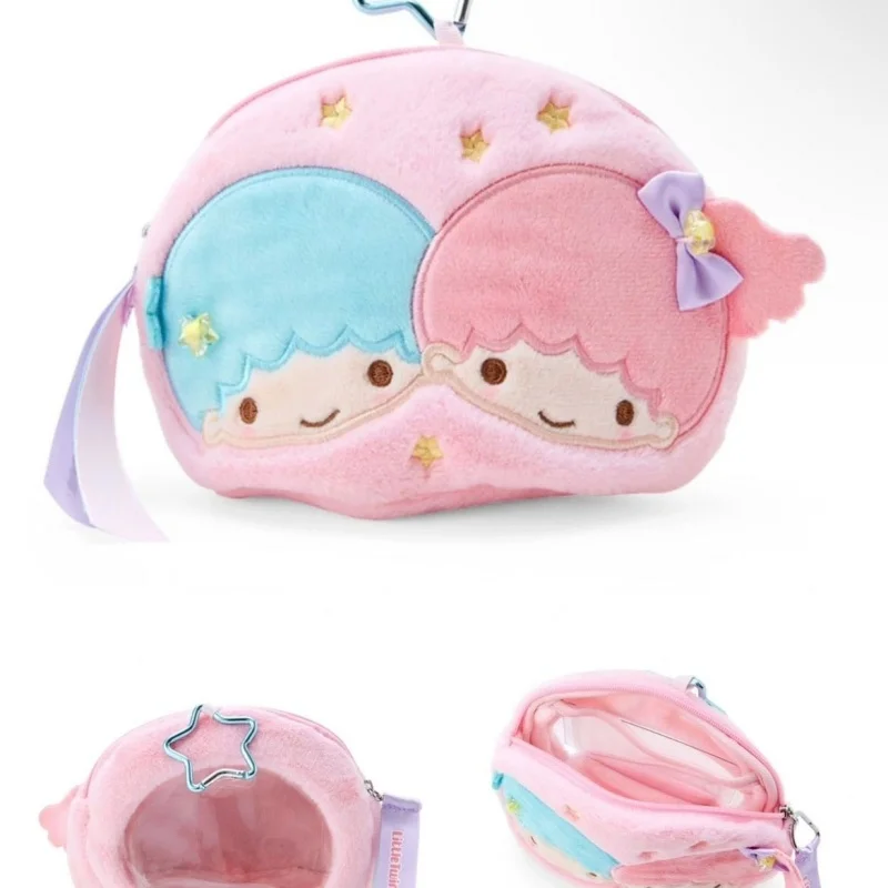 Sanrio Little Twin Stars Cartoon Rosa Addensare Soffice Peluche Borsa per il trucco Cosmetico Anti-Goccia Oggetti vari Borsa per la conservazione Regalo di coppia