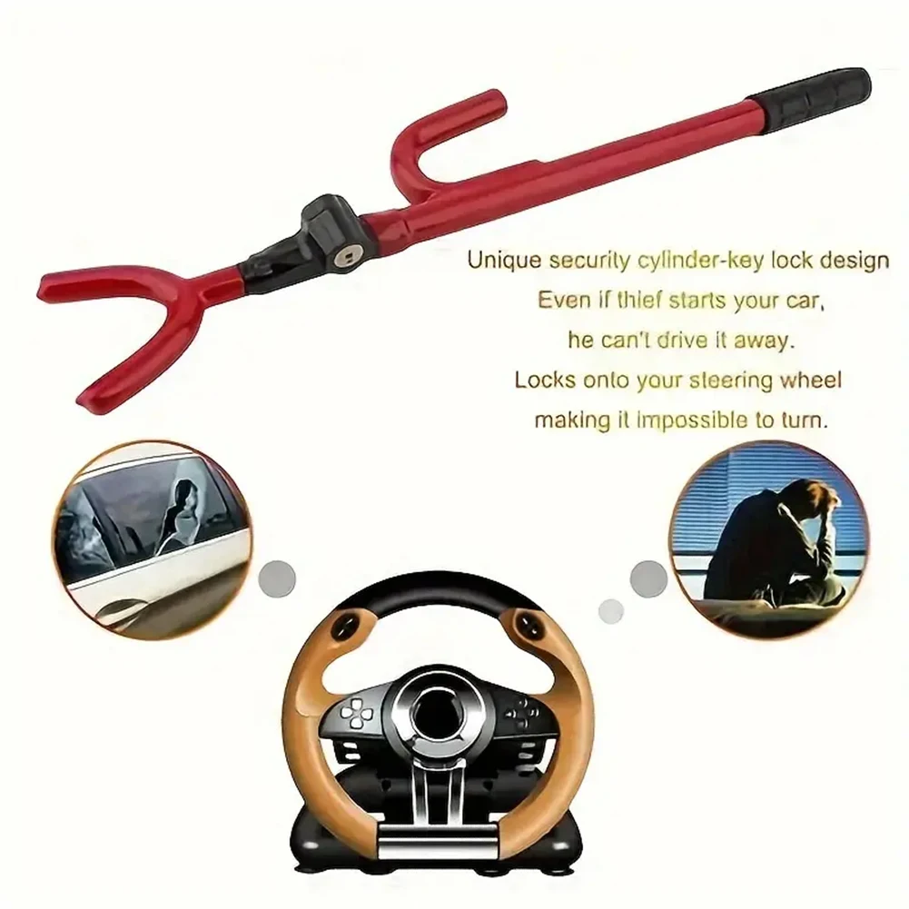 Twin Bar Steering Wheel Lock Car Anti-theft Lock Stretchable Universal Car/Van Wheel Lock With 2 Keys