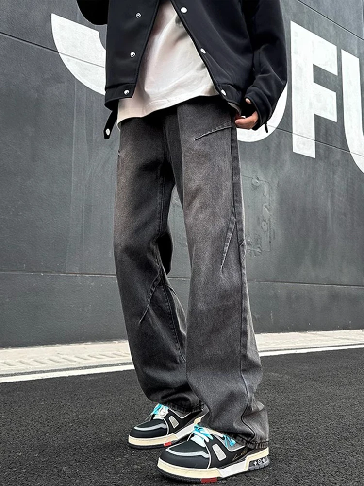 

Мужские джинсы из денима, весна-осень 2024, новые, молодежные, модные, универсальные, повседневные брюки с широкими штанинами для студентов