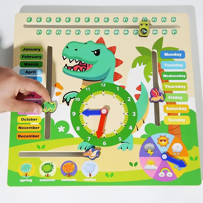 Calendario per bambini Calendario prescolare Orologio didattico 6 in 1 Divertimento per raccontare il tempo Orologio didattico Giocattoli per l'apprendimento e l'educazione Giocattoli da viaggio