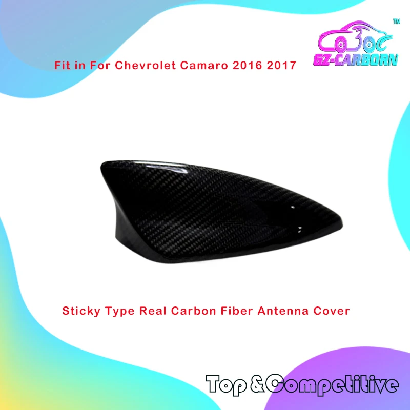 

Sticky Type Car Roof Antenna Cover 2016 2017 For Chevrolet Camaro Shark Fin Shape Gloss Black Color Dry Carbon Real Carbon Fiber